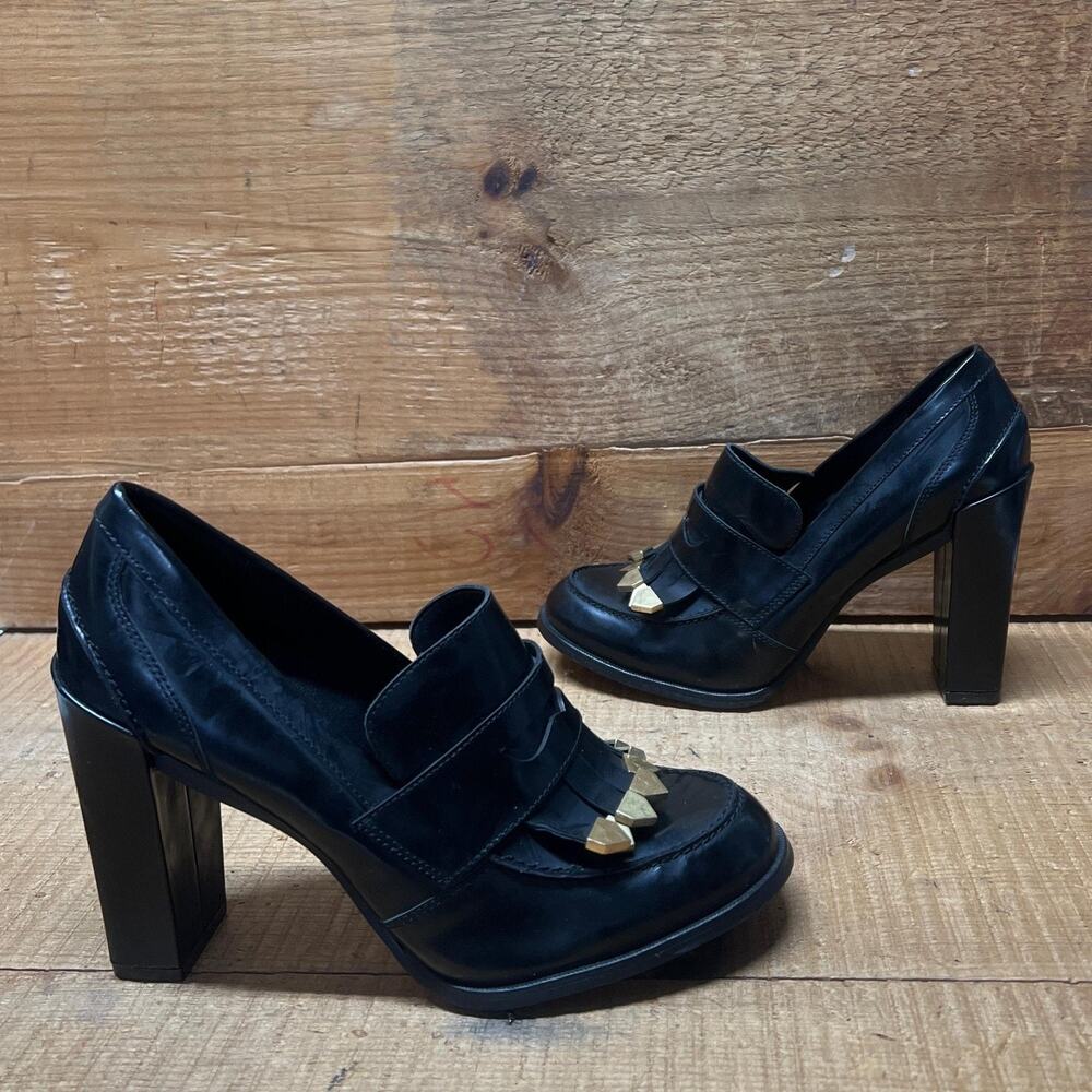 LUXURY REBEL Women's High Healed Gold-tipped Kiltie Penny Loafer Pump. 37EU/US 6 - Picture 3 of 8